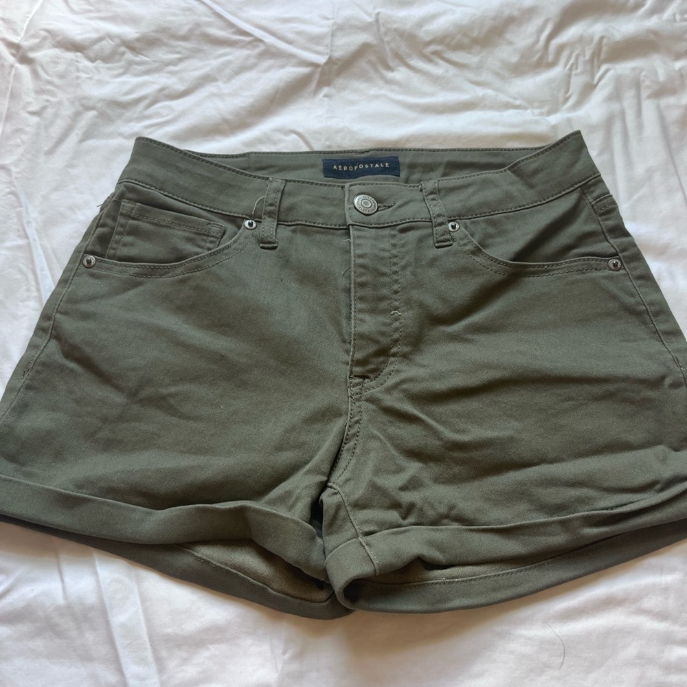 Olive Green denim shorts